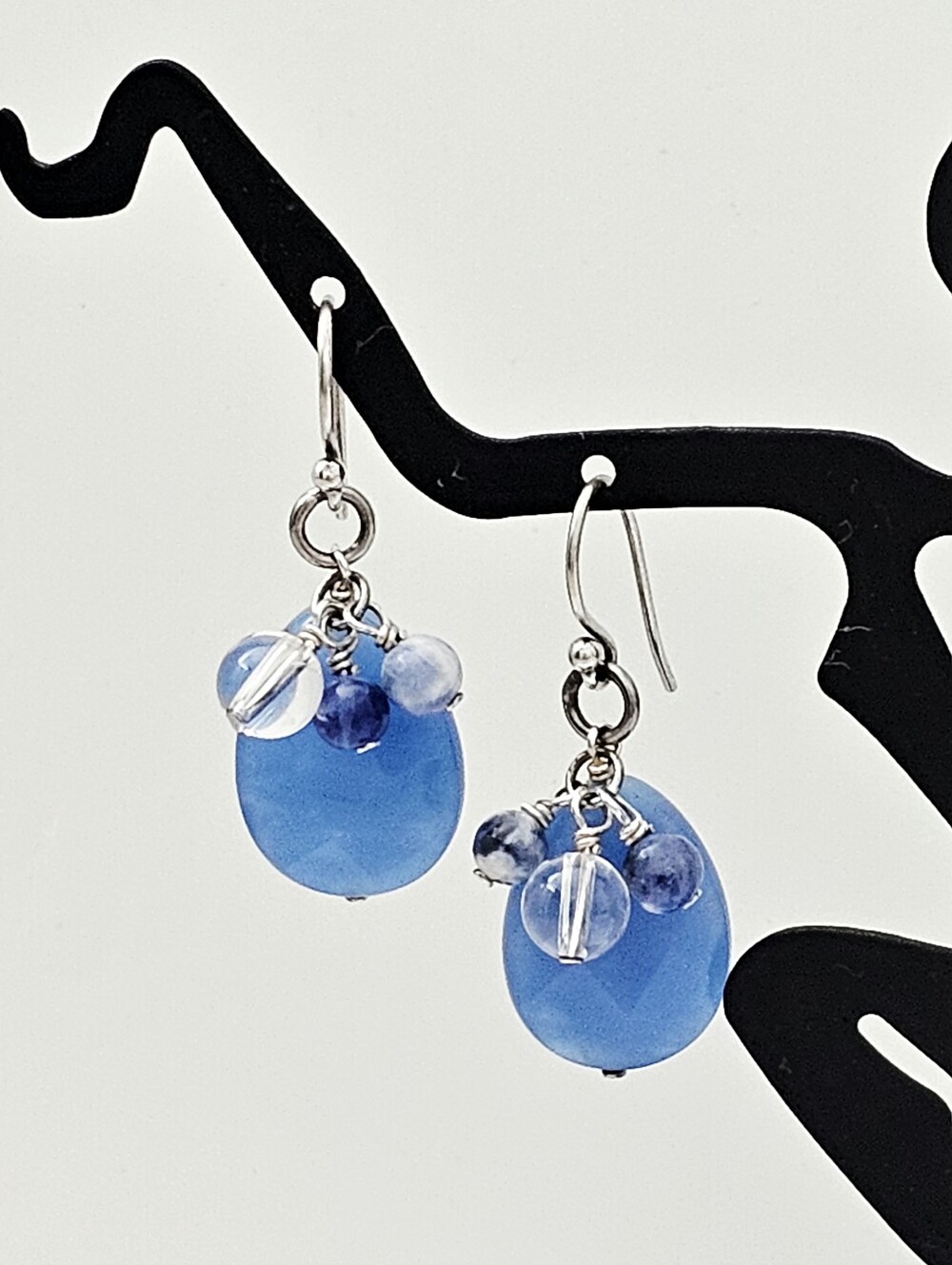 Silpada HTF Sterling Silver Blue Quartz Sodalite Crystal Drop Earrings W1256